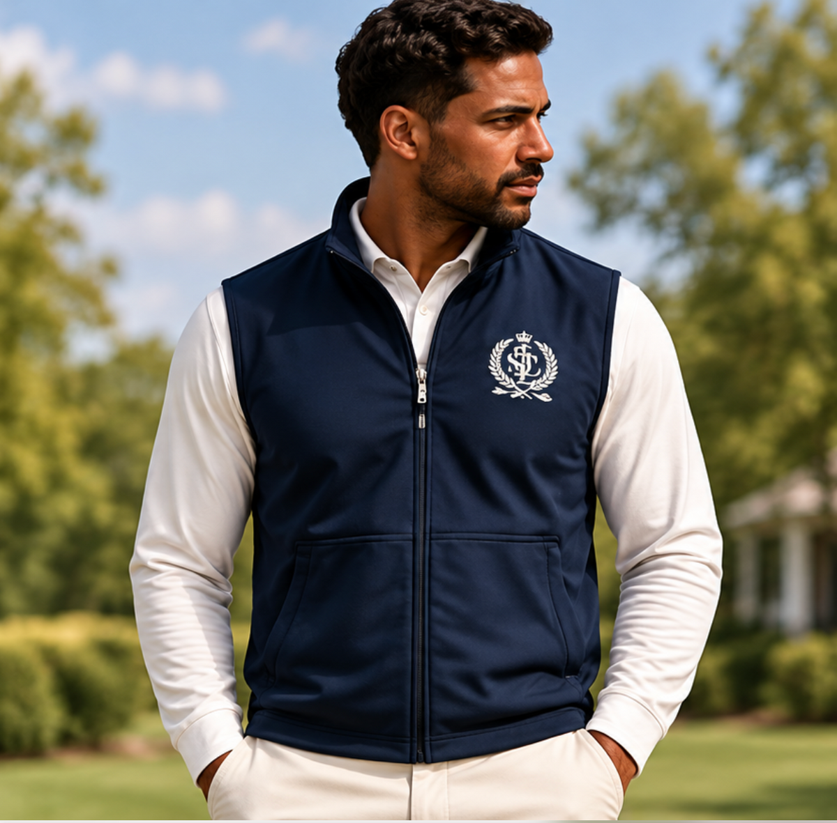 Quarter Zip Vest (Navy)